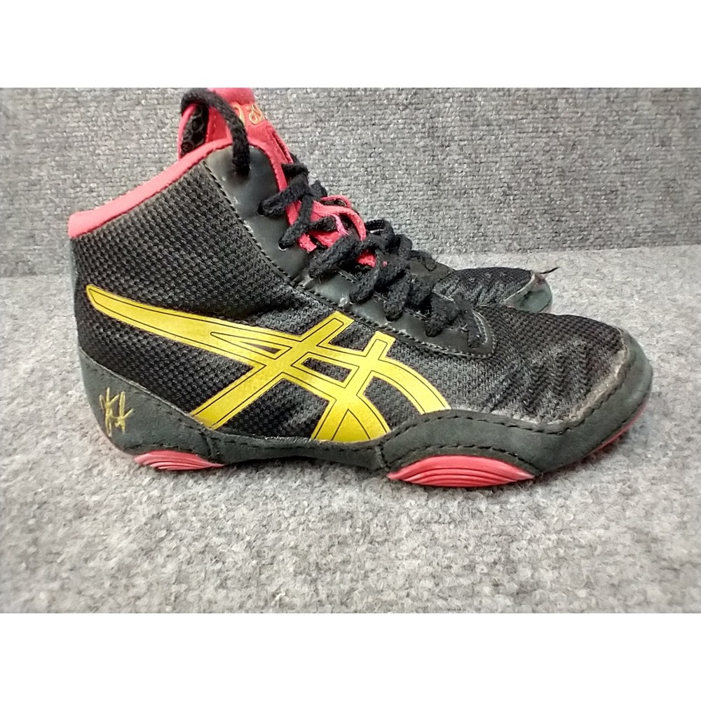 ASICS Matflex 5 GS Kids Wrestling‎ Shoes Black Yellow Red C544N Size 2Y